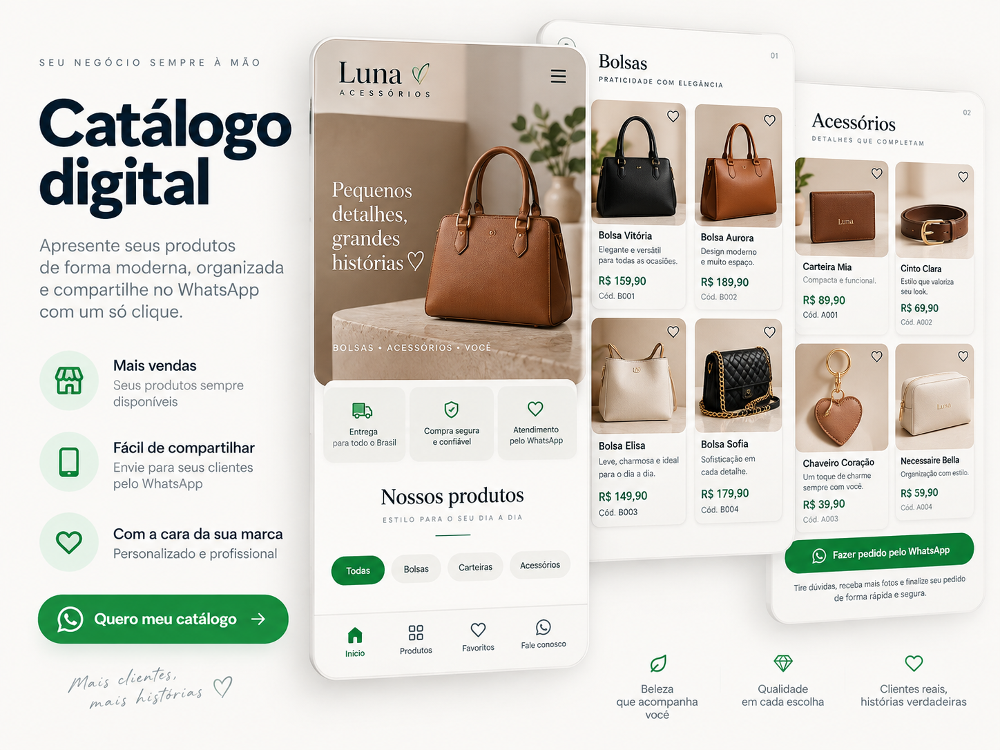 Exemplo de catálogo digital pronto para loja de acessórios